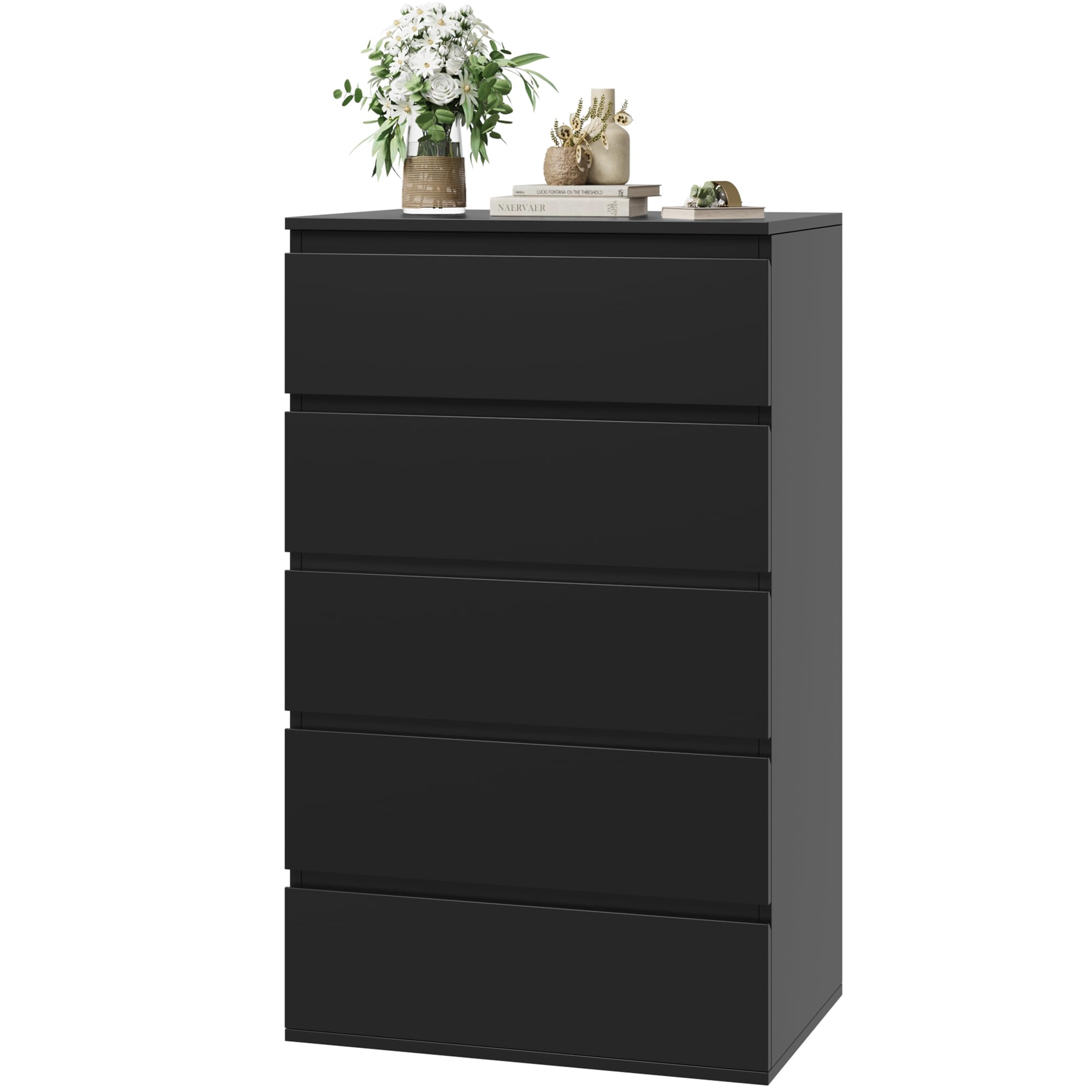 forehill-kommode-schwarz-5-schubladen-60x40x100cm-grifflos image 1