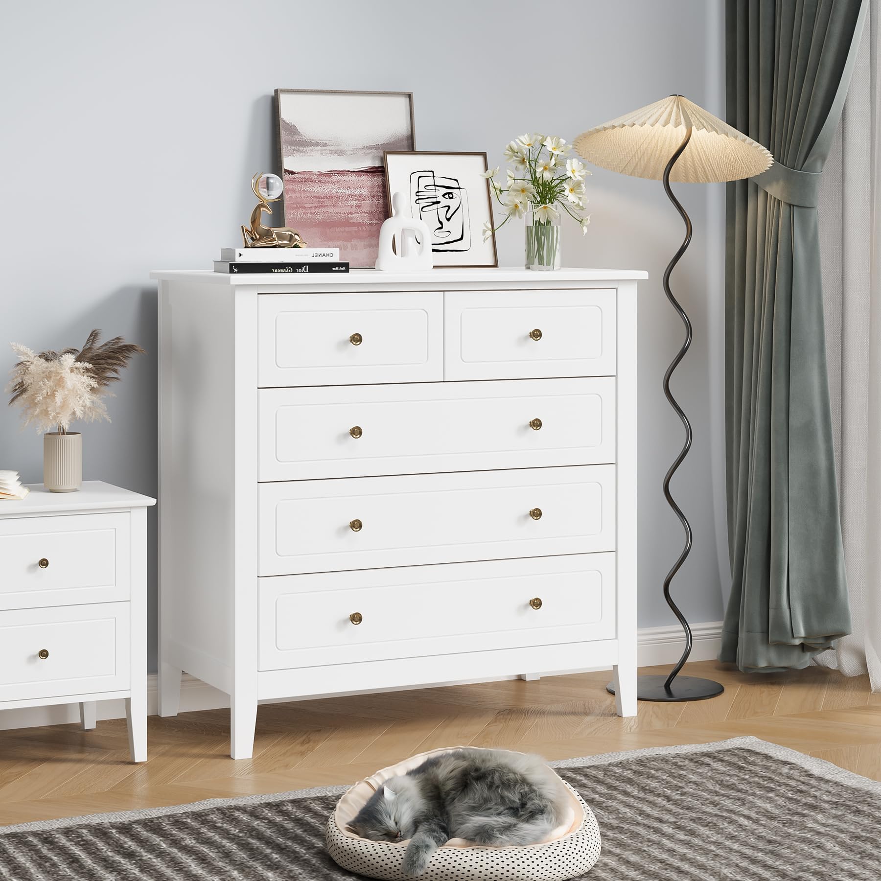 forehill-kommode-wei-80x40x80cm-5-schubladen-mdf-sideboard image 7