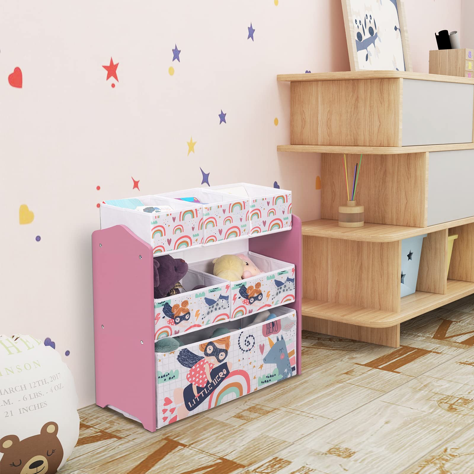 eugad-0002etsj-kinderregal-spielzeugregal-rosa-6-boxen image 2