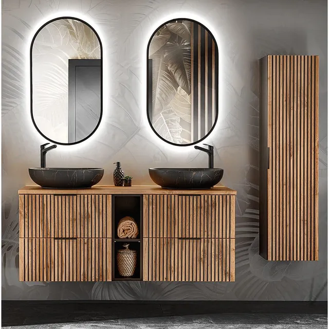 lomadox-badezimmer-badm-bel-set-140cm-anthrazit-eiche-led image 1