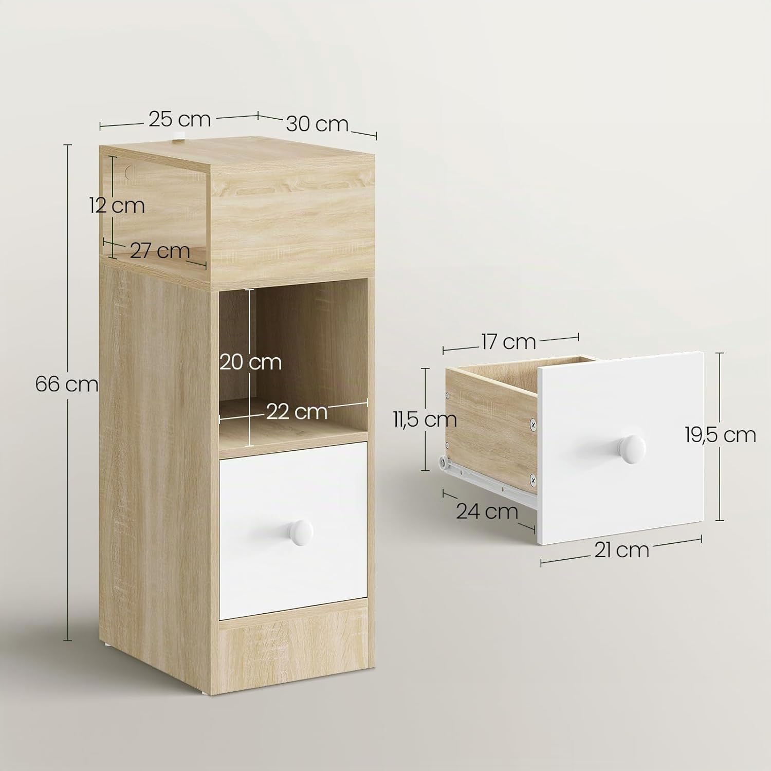 eugad-nachttisch-2er-set-hell-eiche-schmal-mit-schublade-holz image 3