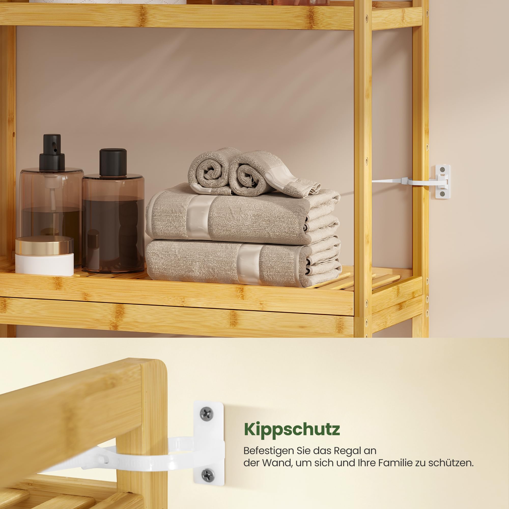 eugad-aufbewahrung-badregal-bambus-natur-63-5x163x26cm-verstellbar image 7