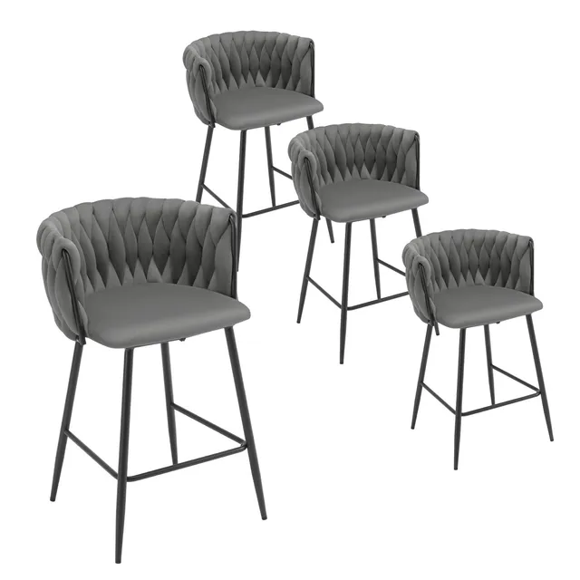 eugad-1082by-4-barhocker-4er-set-samt-dunkelgrau-150-kg image 1