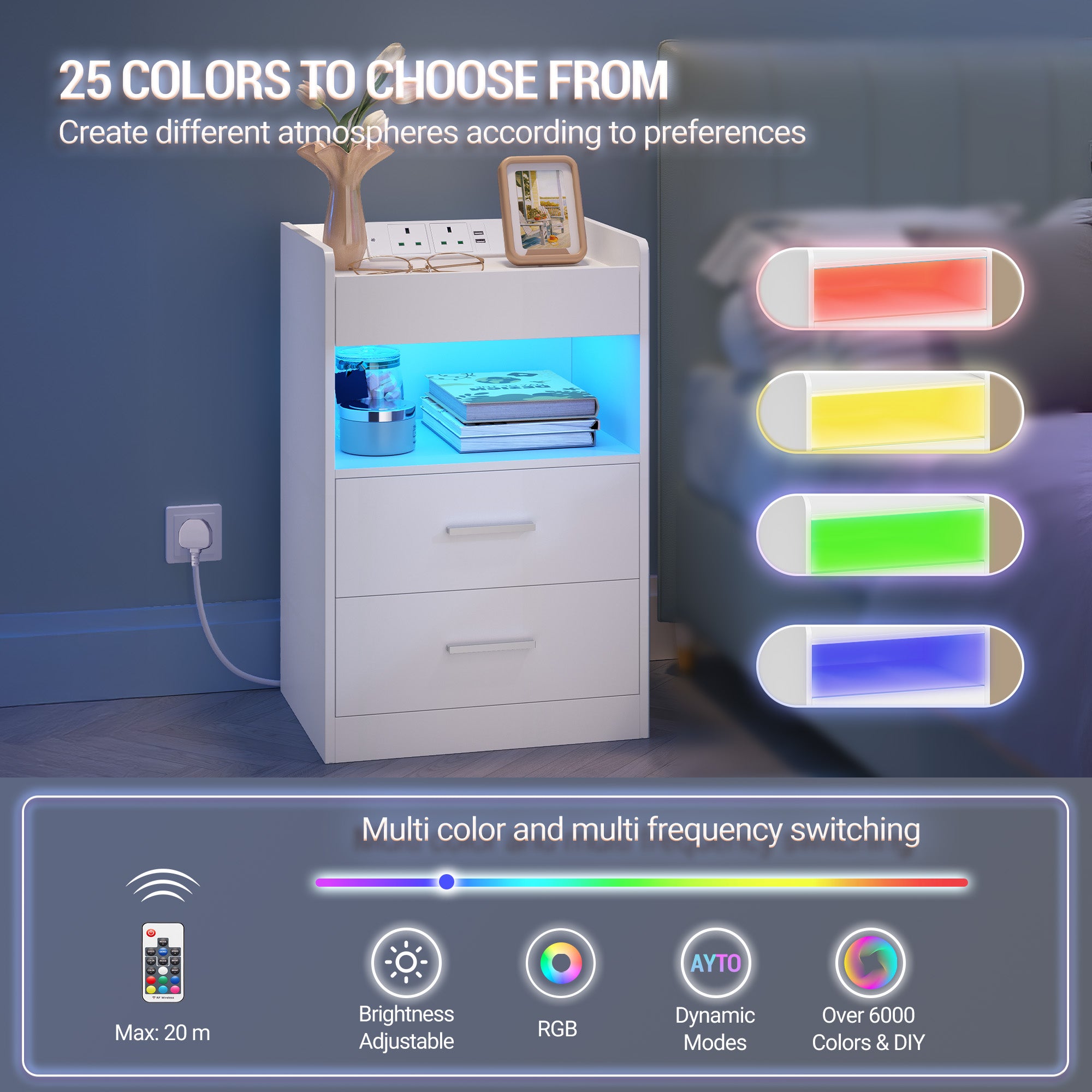 hzuaneri-bedroom-nachttisch-ns33603x-wei-2er-set-led-usb image 7