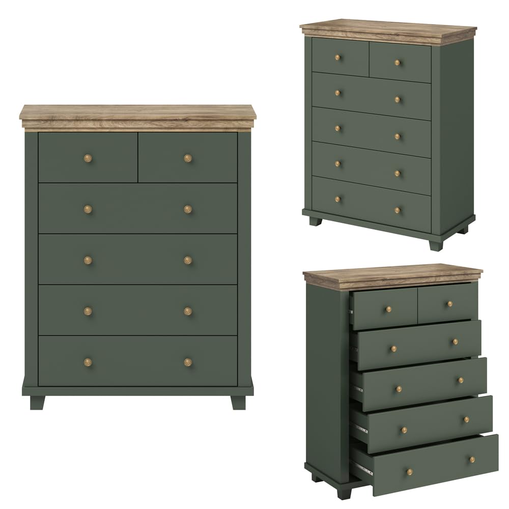 lomadox-schlafen-highboard-6-schubladen-gr-n-eiche-90-cm image 1