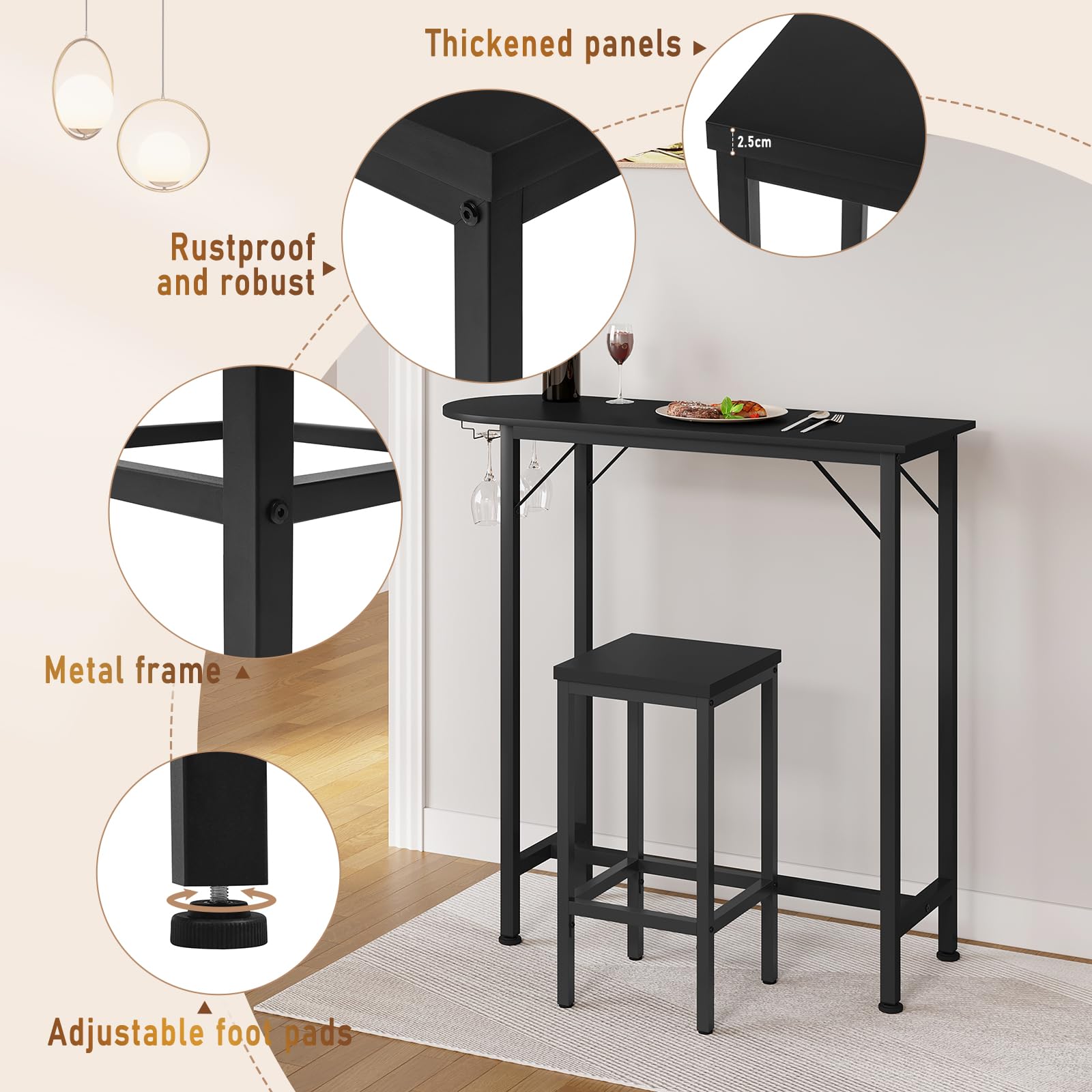 eugad-barhocker-6er-set-schwarz-65cm-holz-industrial image 4