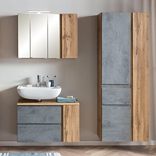 lomadox-badezimmer-waschplatz-set-hochschrank-wotan-eiche-beton image 8